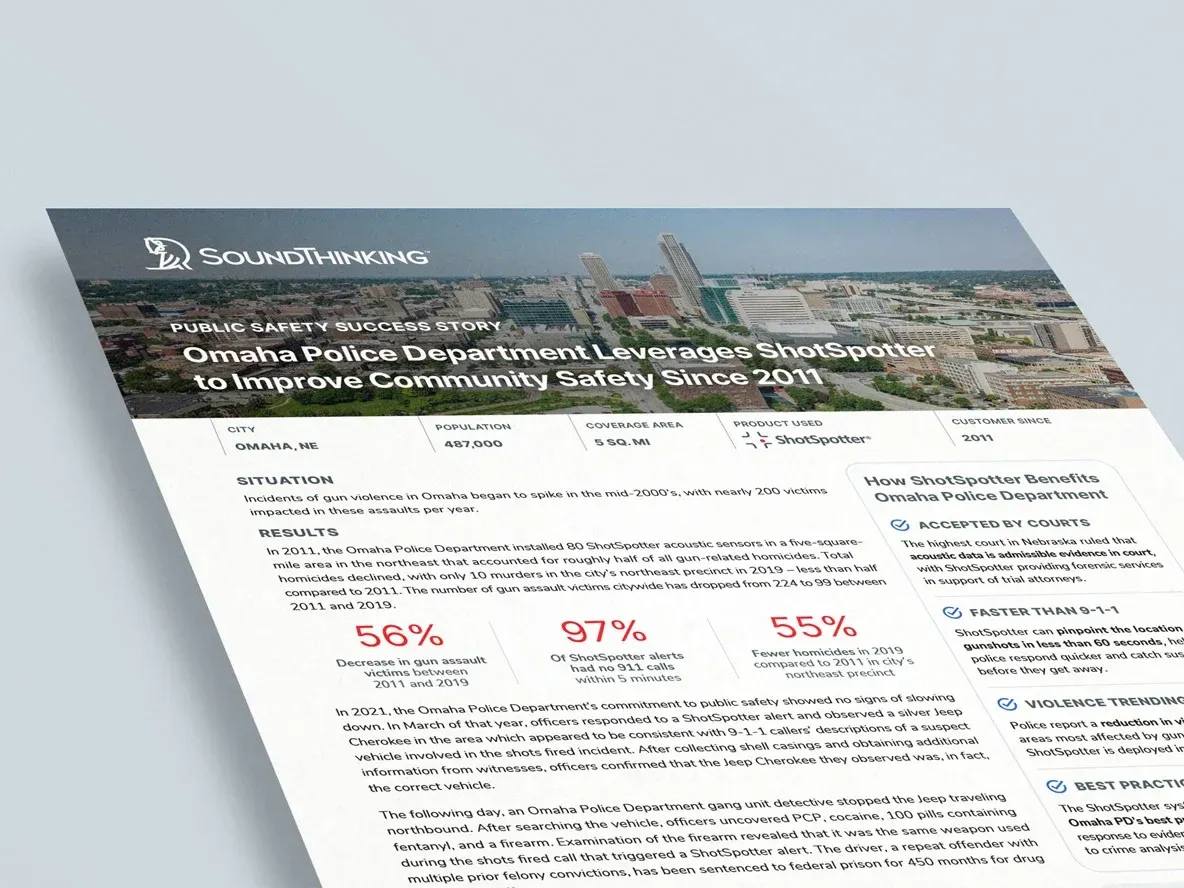 Omaha Police Department Leverages ShotSpotter to Improve Community Safety Since 2011
