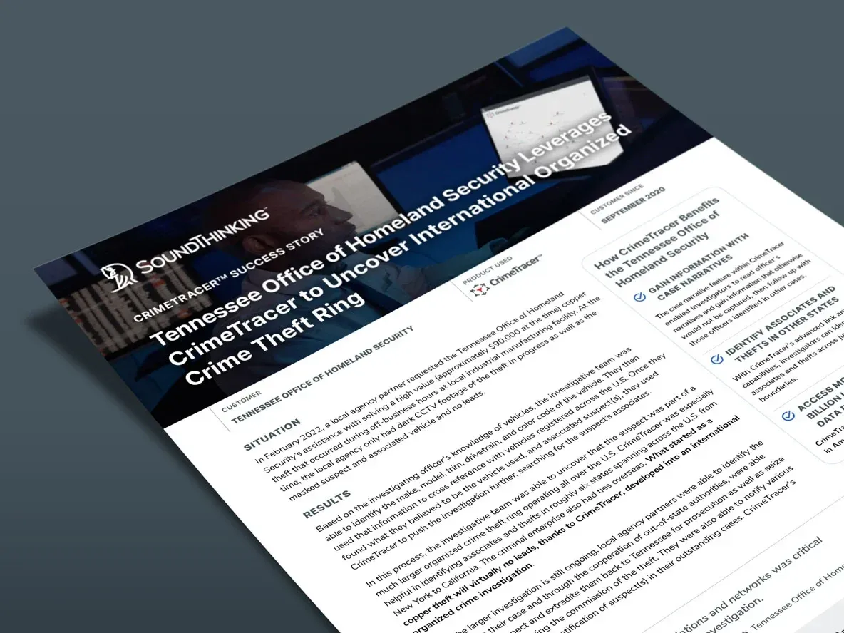 Tennessee Office of Homeland Security Leverages CrimeTracer to Uncover International Organized Crime Theft Ring