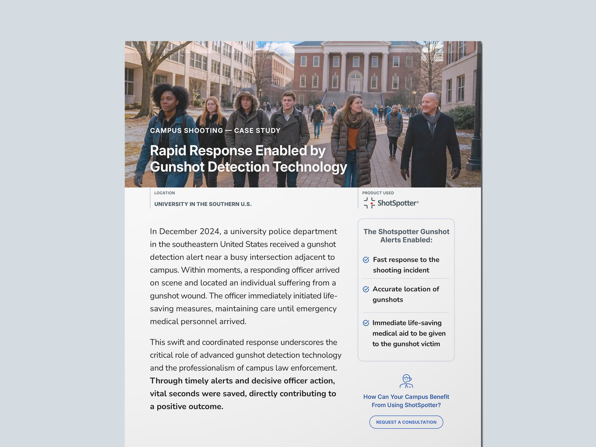 Rapid Response Enabled by Gunshot Detection Technology