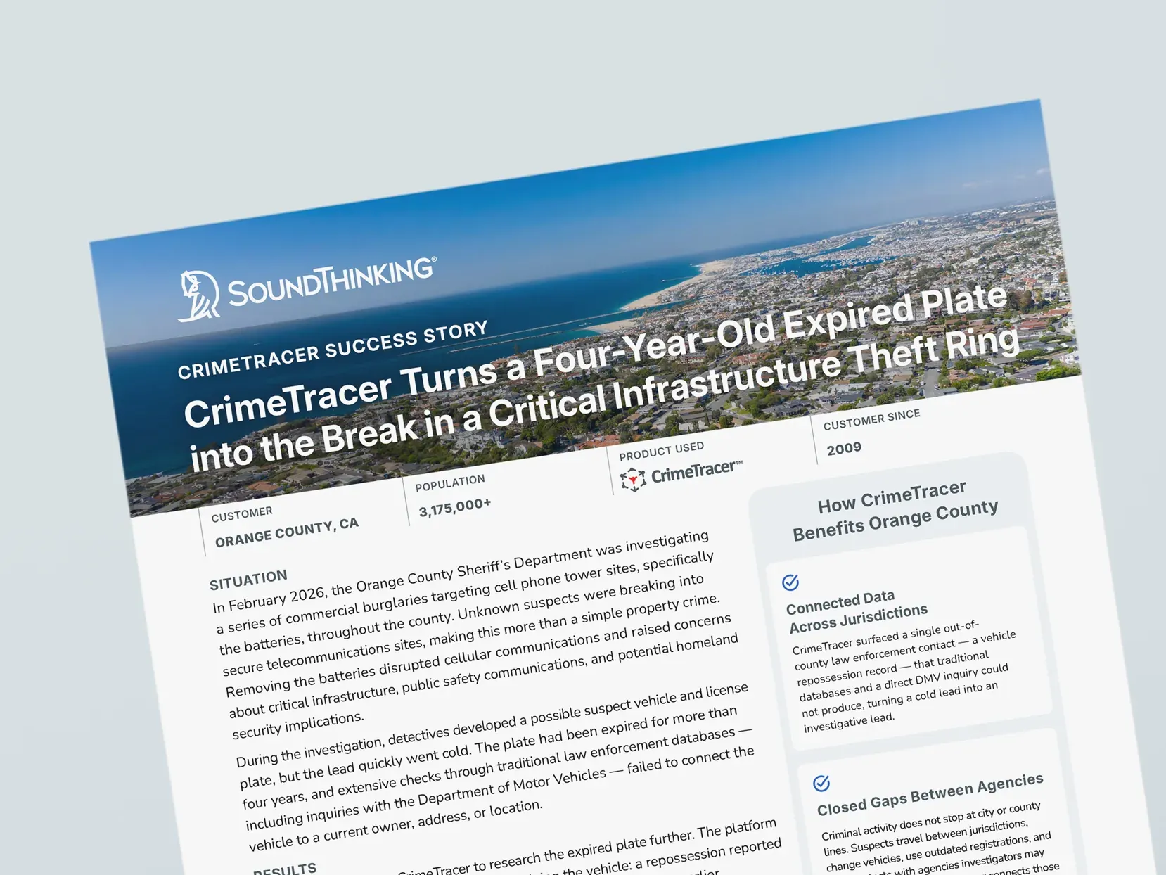 CrimeTracer Turns a Four-Year-Old Expired Plate into the Break in a Critical Infrastructure Theft Ring