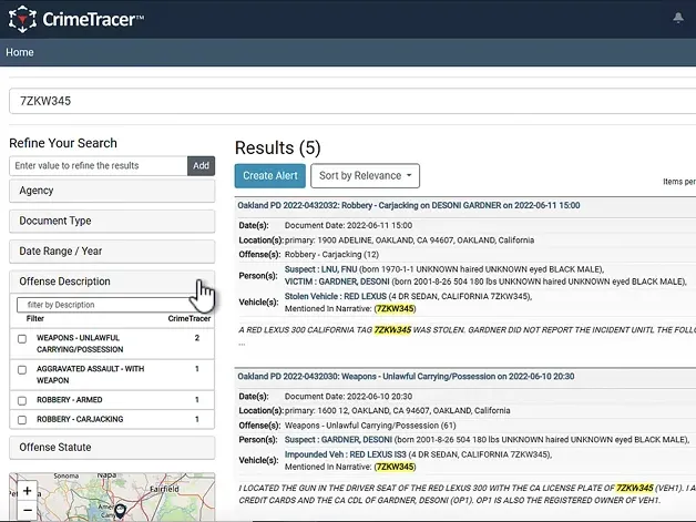 CrimeTracer Search Results