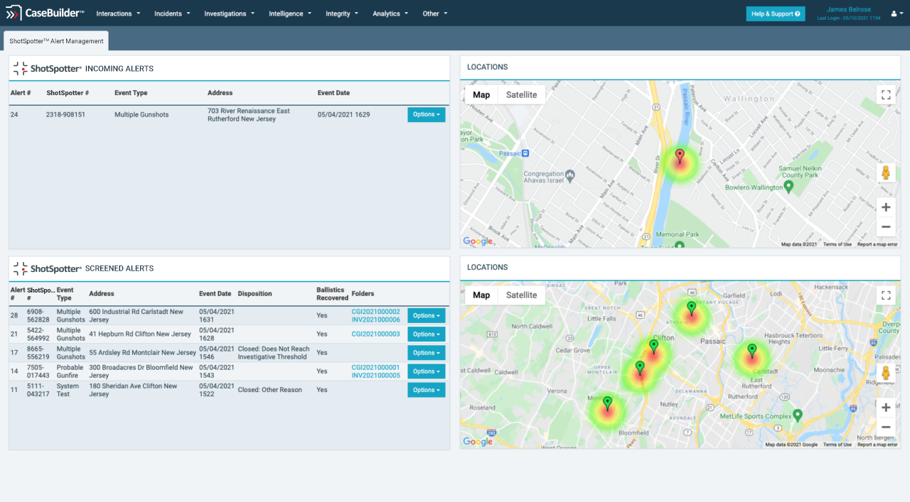 CaseBuilder-ShotSpotter integration