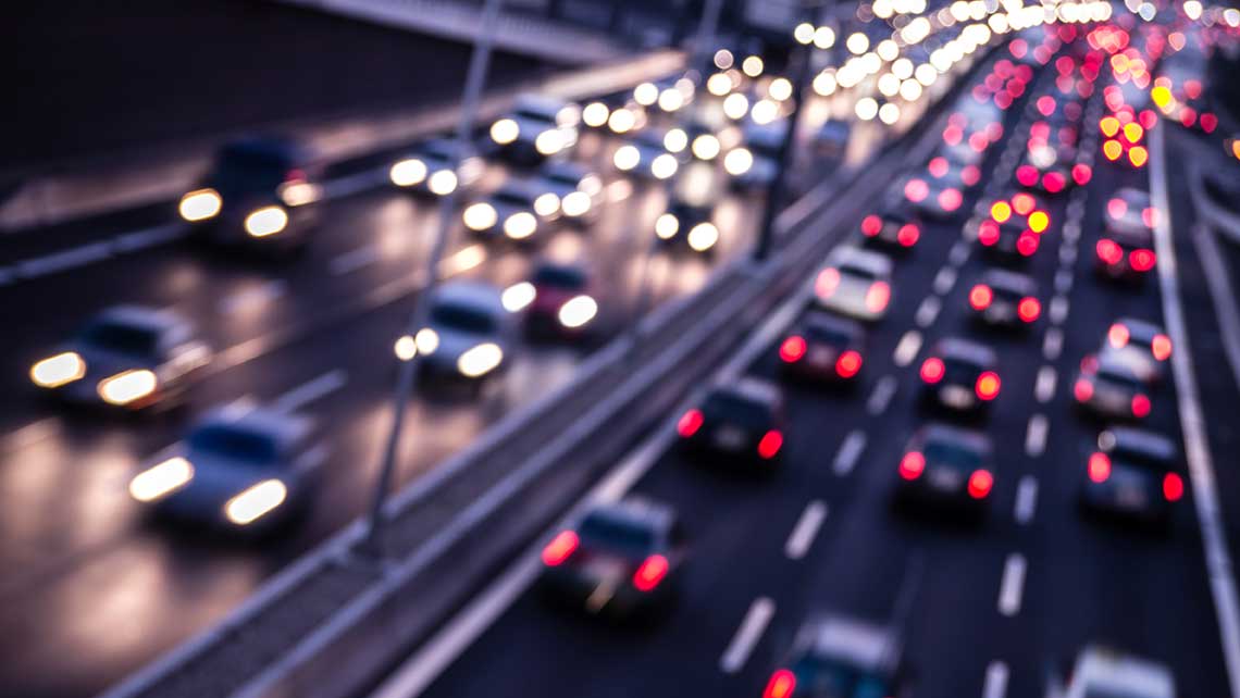Image of evening traffic on a highway