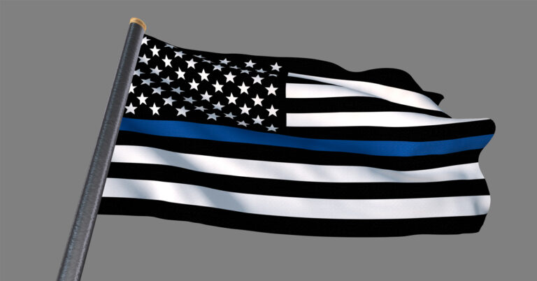an american flag with a thin blue line on it