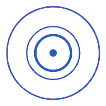 a drawing of a blue circle on a white background