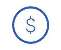 a blue circle with a dollar sign inside of it