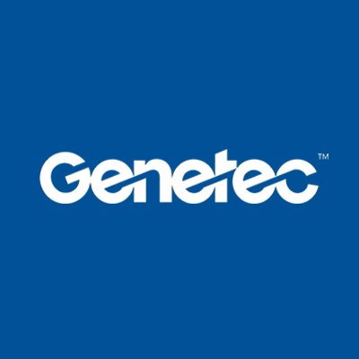 a blue background with the word genetec on it