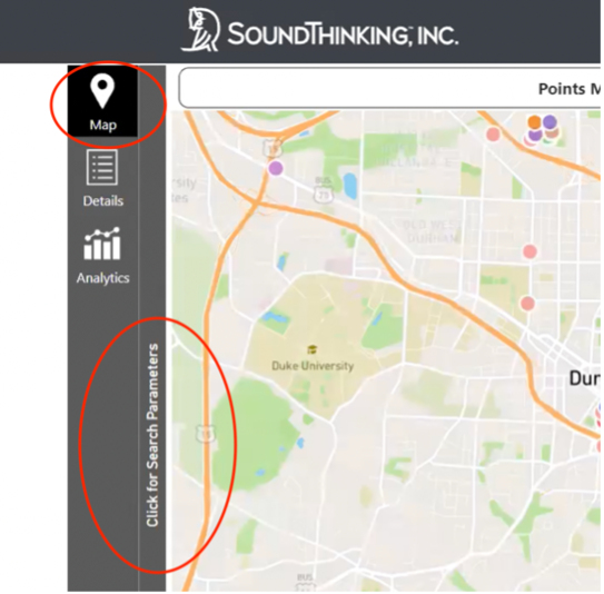 Crime Map search parameters