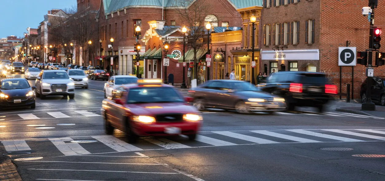 Cars Speeding in Georgetown, Washington, District of Columbia