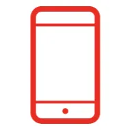 a red line drawing of a cell phone