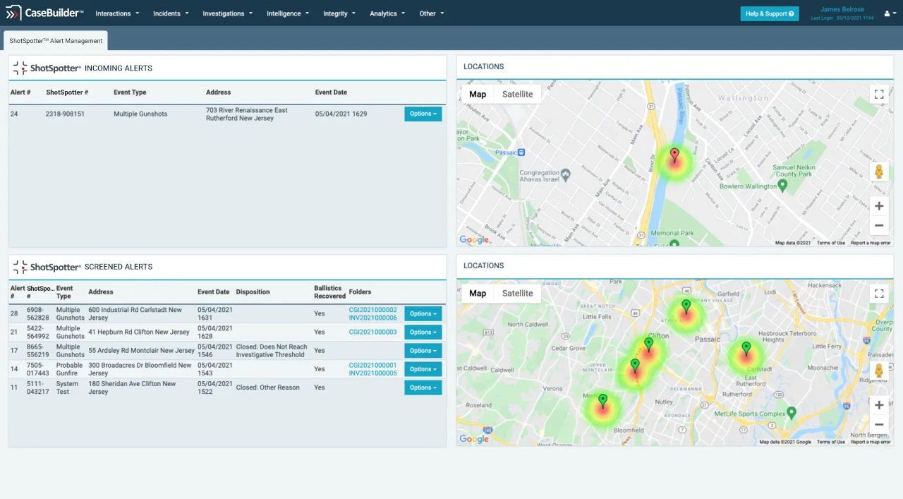 CaseBuilder-ShotSpotter integration