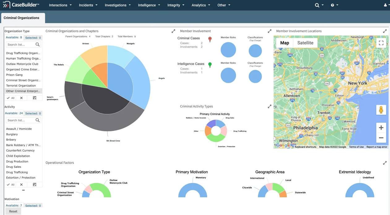 a screen shot of a map with a pie chart