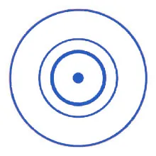 a drawing of a blue circle on a white background