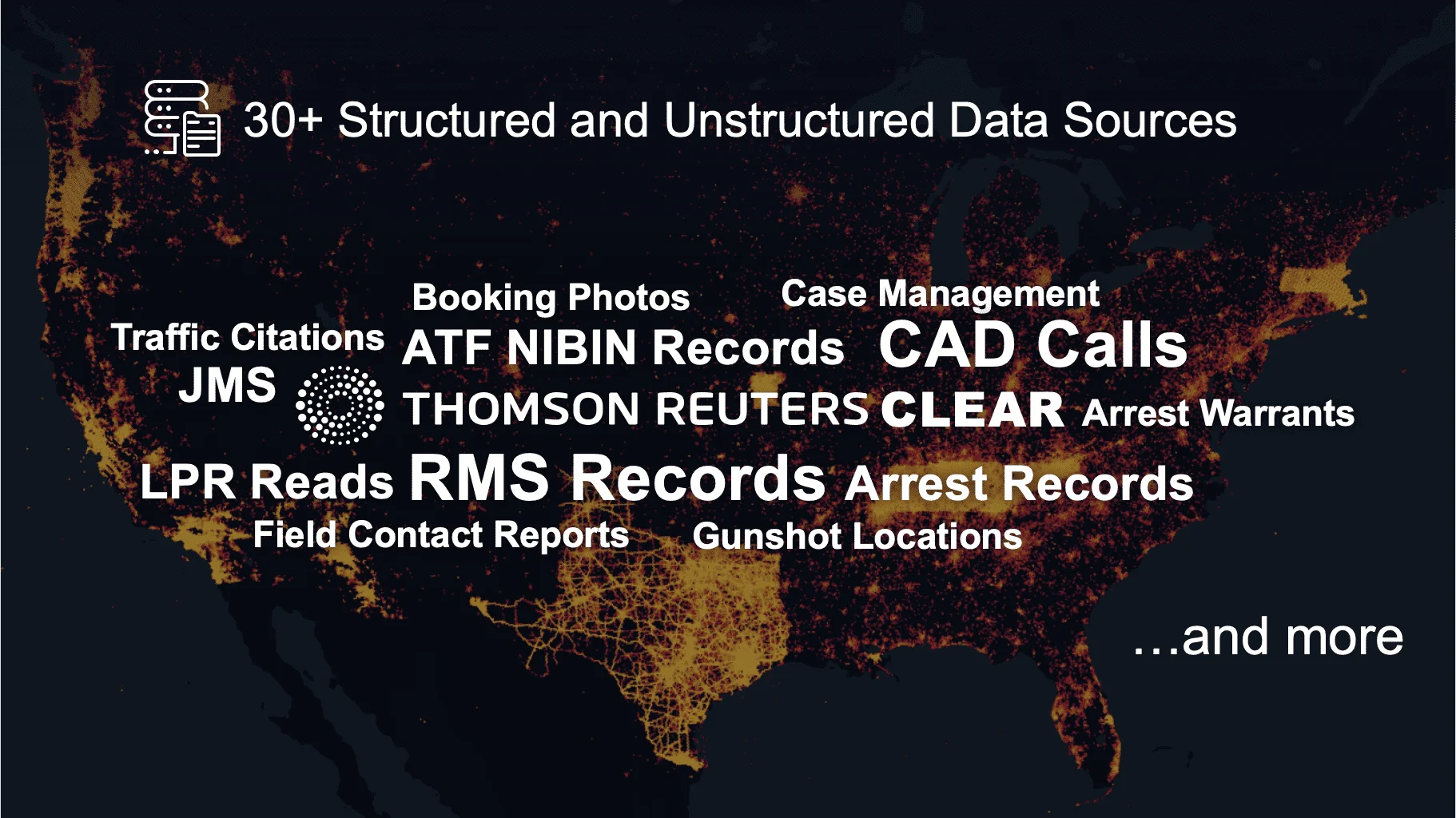 a map of the united states with the names of various records